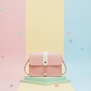 Chic Pink Crossbody Bag with Pearl Accent
